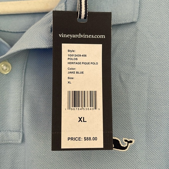 Vineyard Vines XL Heritage Pique Polo. Color Jake Blue. New with tags! - Picture 5 of 5